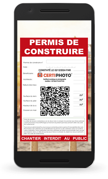 Preuve photo pour permis de construire